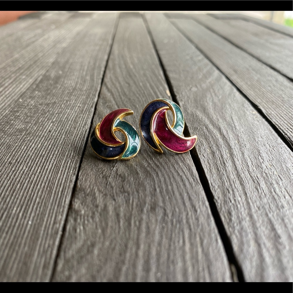 Jewel Tone Swirl Earrings